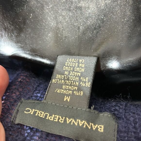 Banana republic mohair wool pullover knit sweater medium blue quiet luxury - Picture 4 of 5